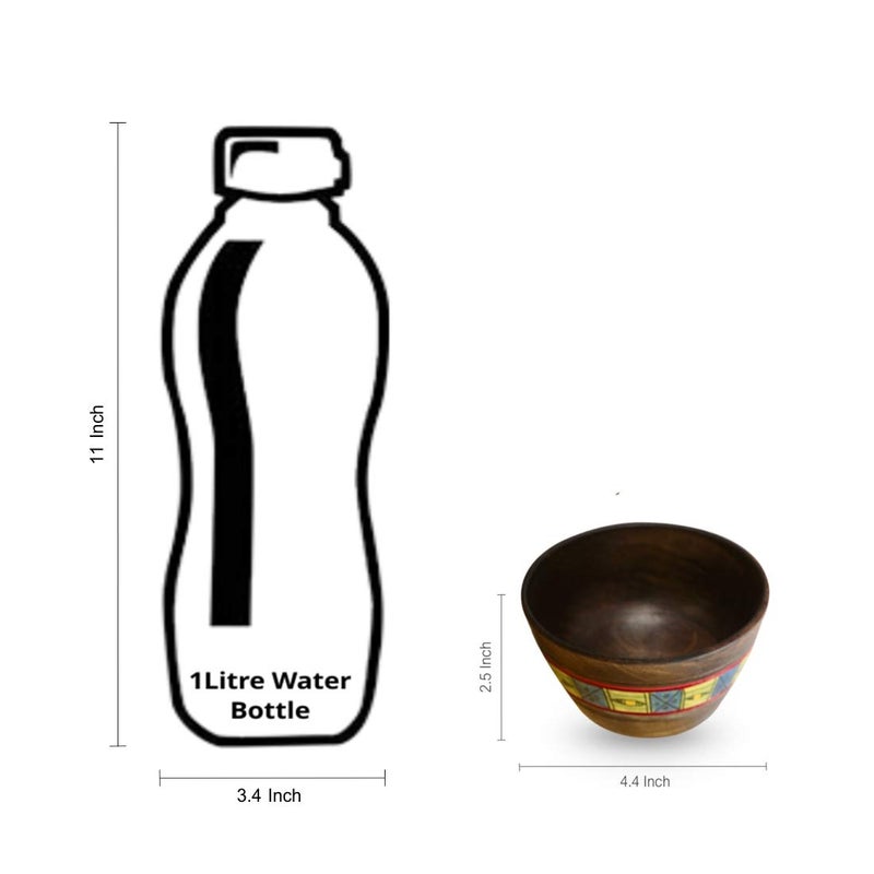 ExclusiveLane Wooden Bowl Set for Snacks Serving Bowl Set for Dinner- 250 ml, 3 Pieces, Brown - Image 5