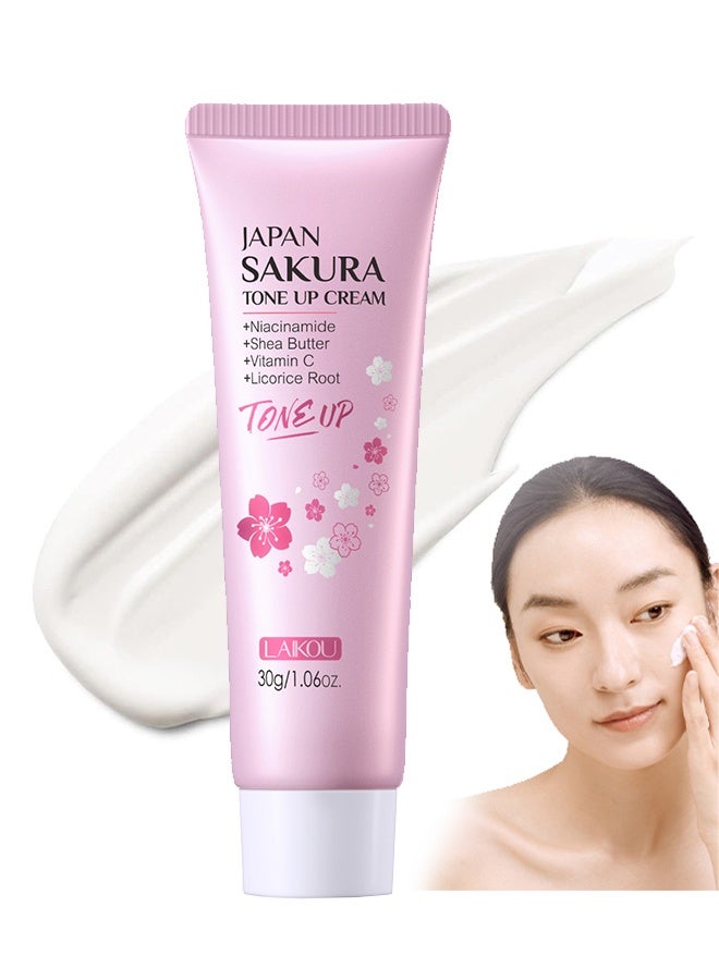 Laikou Sakura Tone Up Cream,Facial Moisturizer Tone-up Cream, Sakura Essence Glow Face Moisturizer Cream,Hydrating & Smooth Dry Skin ,Lightweight Nourishing Facial ,Skin Instant Tone-Up Lazy Face Cream 30g - Image 1