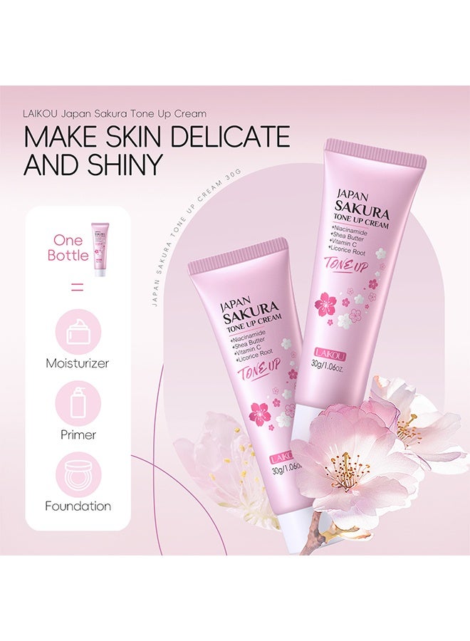 Laikou Sakura Tone Up Cream,Facial Moisturizer Tone-up Cream, Sakura Essence Glow Face Moisturizer Cream,Hydrating & Smooth Dry Skin ,Lightweight Nourishing Facial ,Skin Instant Tone-Up Lazy Face Cream 30g - Image 2
