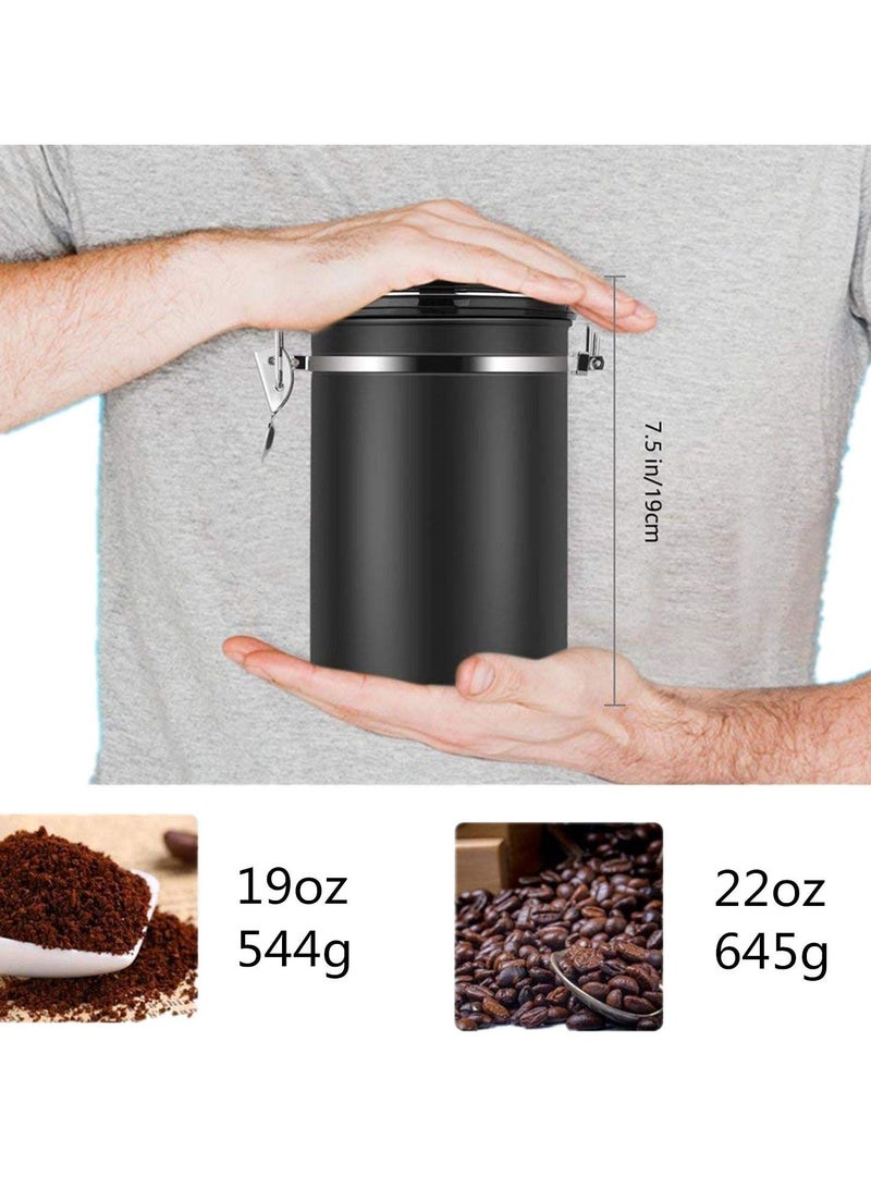 MIXDE Large Coffee Container Stainless Steel Vacuum Sealed Kitchen Storage for Coffee Bean Nuts Sugar 1800ml Black  - Image 3