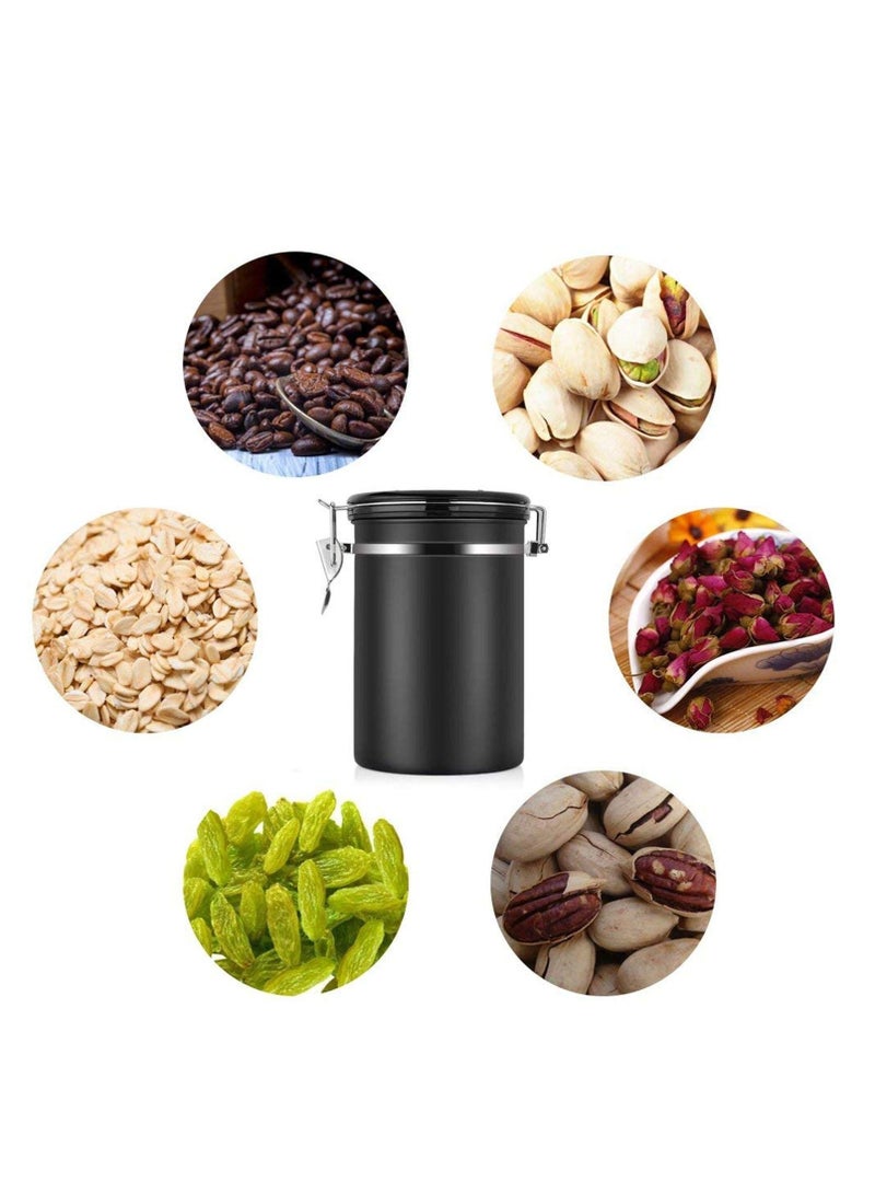 MIXDE Large Coffee Container Stainless Steel Vacuum Sealed Kitchen Storage for Coffee Bean Nuts Sugar 1800ml Black  - Image 4
