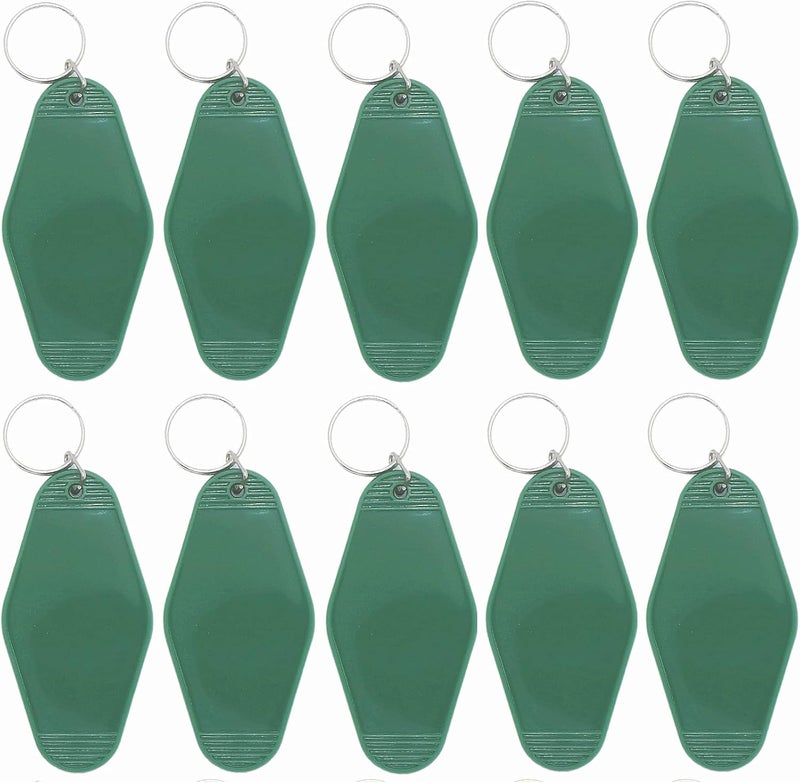 Nwsrayu 10 Bulk Blank Hotel Keychains, Vintage Motel Style, Sublimation Keychains, Heat Transfer Keychains, DIY Key Tags, Dark Green, 3.7 Inch - Image 1