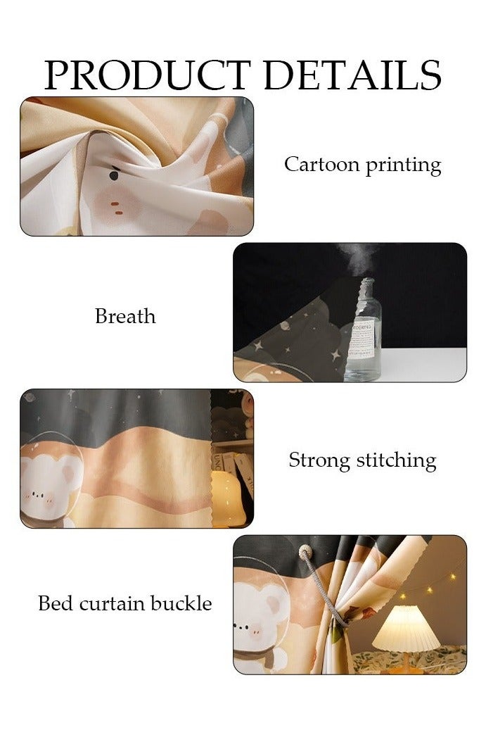 JUNYOUK 2 Pcs Private Bed Curtain At The Bottom Of The Bunk Bed, Breathable And Dustproof Single Bed Blackout Curtain, Dormitory Family Bed Curtain, Can Cover 3 Sides - Image 4