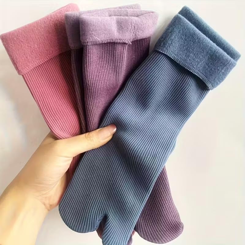AVNISH Wool Warm Snow Socks 3 Pair Thick Thermal Woolen Socks for Women Winter Wear Knee Length | Stretch Knit Super Fleece Soft Fur Velvet Leg Warmer Short Boot Cuff Socks Stocking Girls (Multicolor) - Image 2