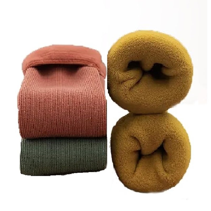 AVNISH Wool Warm Snow Socks 3 Pair Thick Thermal Woolen Socks for Women Winter Wear Knee Length | Stretch Knit Super Fleece Soft Fur Velvet Leg Warmer Short Boot Cuff Socks Stocking Girls (Multicolor) - Image 1