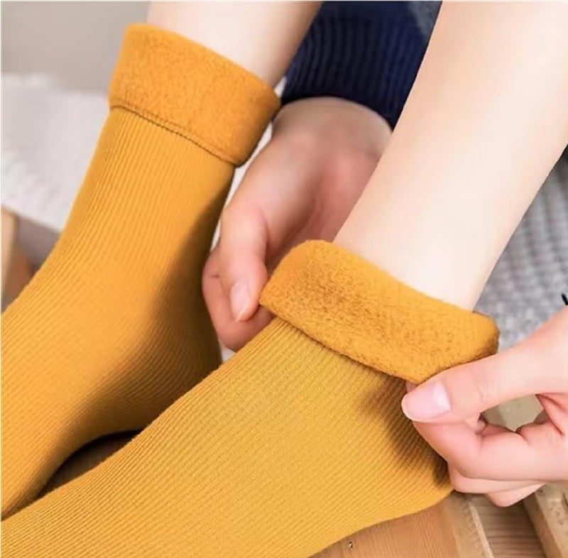AVNISH Wool Warm Snow Socks 3 Pair Thick Thermal Woolen Socks for Women Winter Wear Knee Length | Stretch Knit Super Fleece Soft Fur Velvet Leg Warmer Short Boot Cuff Socks Stocking Girls (Multicolor) - Image 3