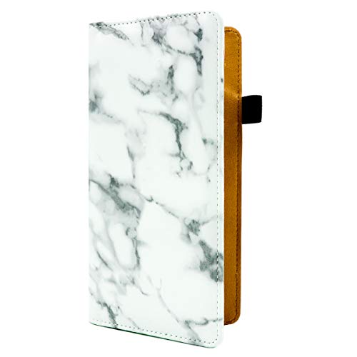 menesia Checkbook Cover for Men & Women RFID Leather Check Book Holder Wallet(White Marble) - Image 4