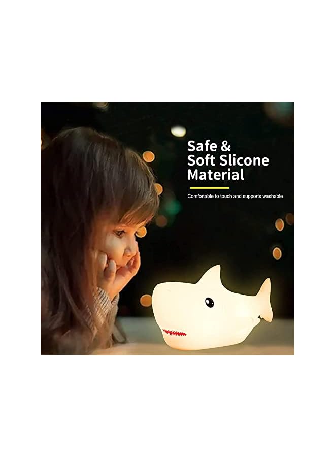 The Bros Night Light for Kids, Cute Shark Night Light, 7 Colors Night Light for Kids Teens Room, Kawaii Room Decor, USB Rechargeable Silicone Shark Cute Lamp, Birthday Gifts for Girls Boys Baby, BPA Free - Image 5
