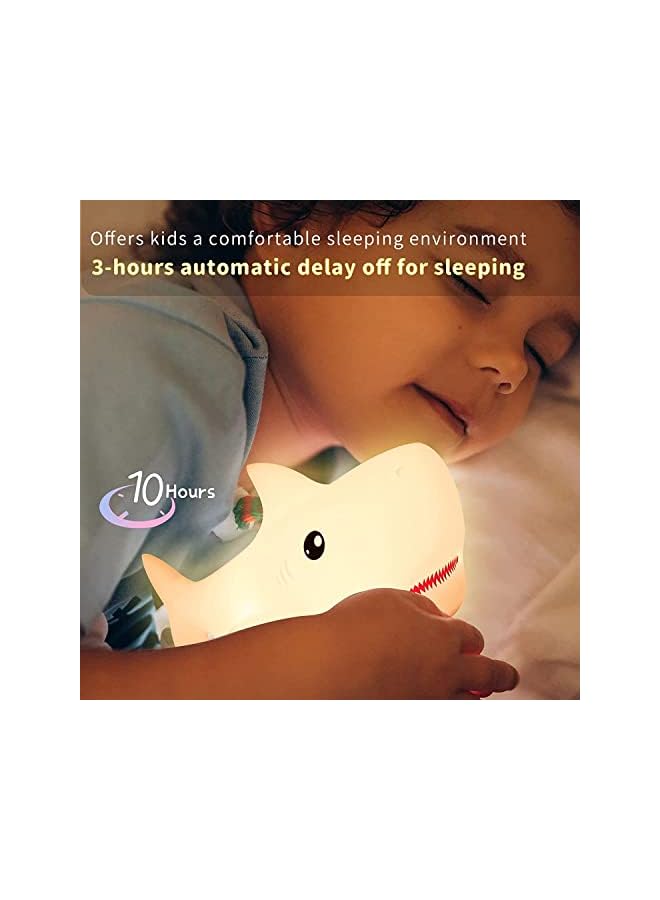 The Bros Night Light for Kids, Cute Shark Night Light, 7 Colors Night Light for Kids Teens Room, Kawaii Room Decor, USB Rechargeable Silicone Shark Cute Lamp, Birthday Gifts for Girls Boys Baby, BPA Free - Image 4