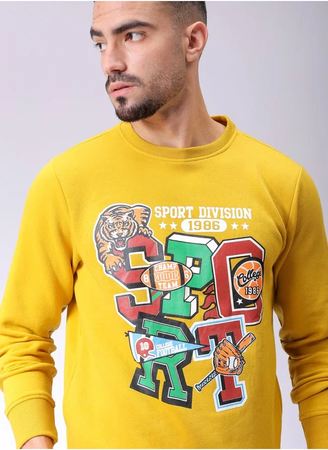 The Indian Garage Co Men Regular Fit Placement Print Crew Neck Overhead Sweatshirt