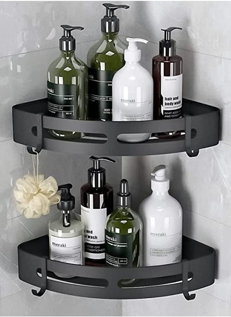 HomarKet Bathroom Shelf, Pack of 2pcs, Shower Caddy, Light-Weight Aluminum, Self-Adhesive Bathroom Shelves, No drilling Bathroom Organizer, Wall mounted Bathroom Rack, Corner Shower Shelf.  - Image 1