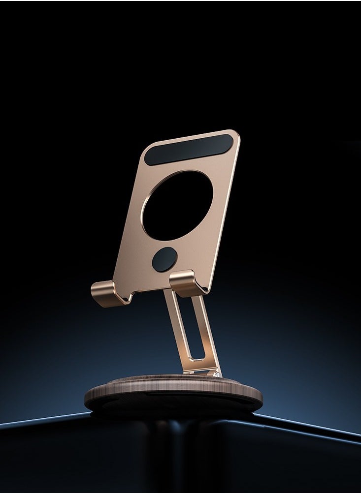porodo 360°  Rotating Mobile Stand Aluminum Alloy / Mobile and Tablet Stand / Phone Stand / Phone Mount / 8" Devices Support / Light Weight / Foldable and Flexible Angle Desk Phone Holder - Gold  - Image 3
