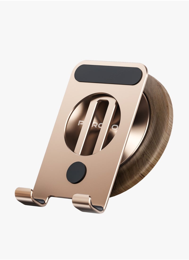 porodo 360°  Rotating Mobile Stand Aluminum Alloy / Mobile and Tablet Stand / Phone Stand / Phone Mount / 8" Devices Support / Light Weight / Foldable and Flexible Angle Desk Phone Holder - Gold  - Image 4