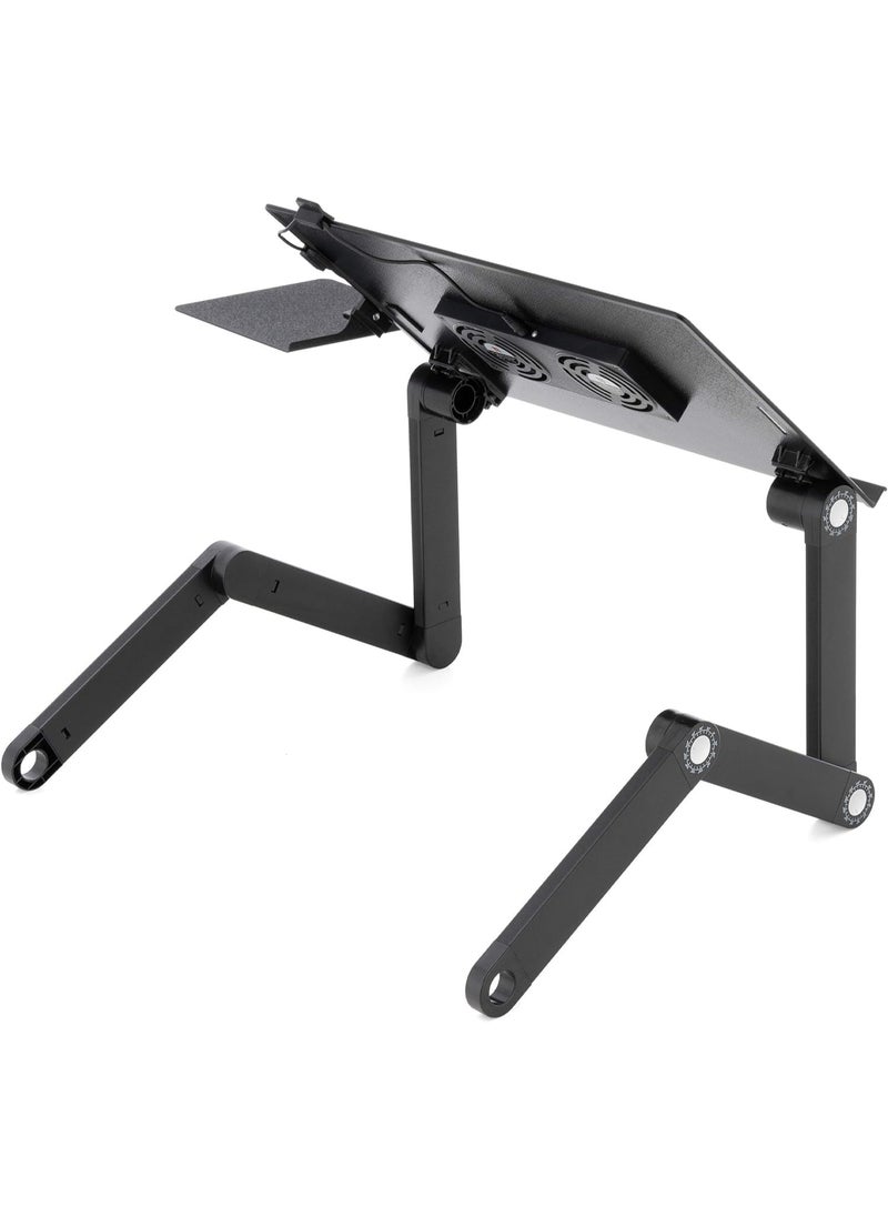 Adjustable Foldable Laptop & Tablet Stand with Dual Cooling Fans – Aluminum Ergonomic Design, Compatible with All Devices