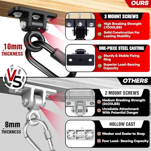 X-CUIRASS [Premium] Swing Hanger, Heavy Duty 10MM Solid Swing Set Hardware, Swing Hooks Screws Bolts with Quick Link, Swing Set Bracket for Porch, Playground, Concrete, Wooden - Image 3