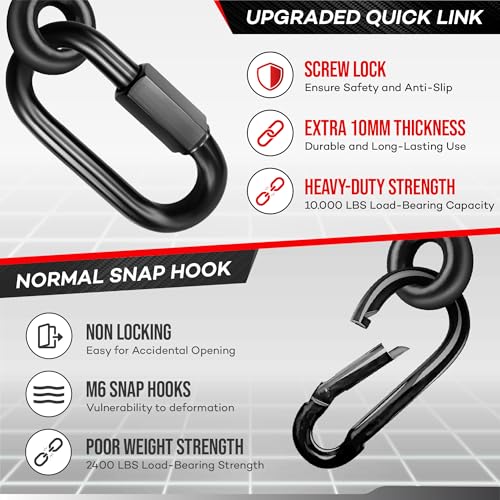 X-CUIRASS [Premium] Swing Hanger, Heavy Duty 10MM Solid Swing Set Hardware, Swing Hooks Screws Bolts with Quick Link, Swing Set Bracket for Porch, Playground, Concrete, Wooden - Image 4