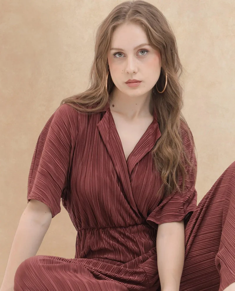 ريريزم Women's Summer Soiree Pleated Jumpsuit With Belt