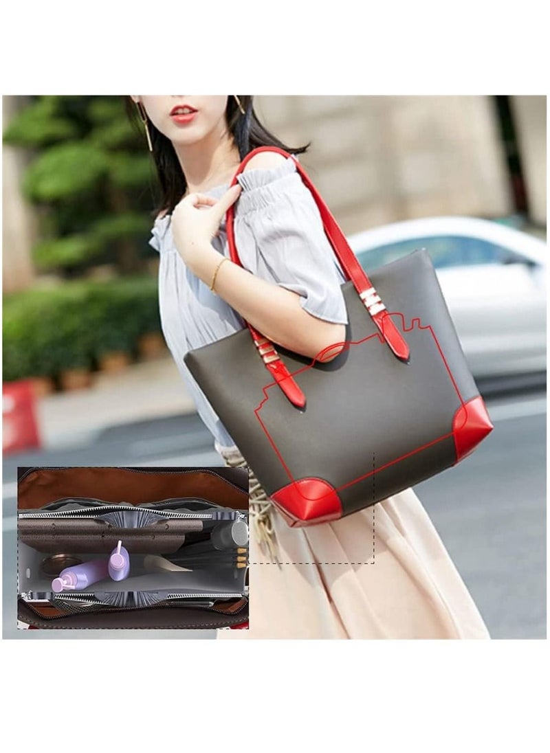 Arabest Handbag Organiser 13 Pocket Insert Expandable Liner Bag Pouch Zipper Closure Tote Cosmetic Travel Bags with Handle Large Capacity Purse Organizer  - Image 5