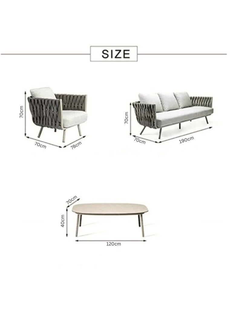 73Hours Stylish Weather-Resistant Outdoor Garden Rope Design Sofa Set - Image 2