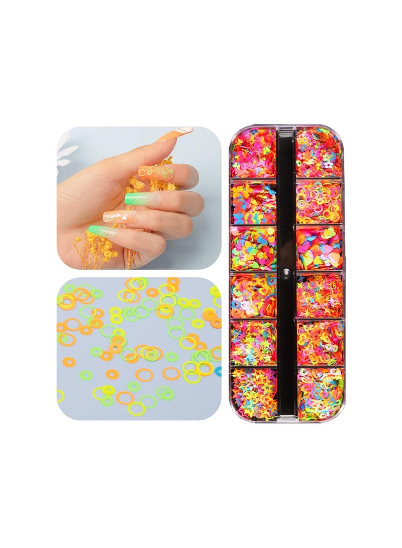 12 شبكة ألوان مختلطة زينة رموش فلورية شرائح فن الأظافر لامعة ملونة زينة رموش مزيفة ملحقات فن الأظافر - Image 1