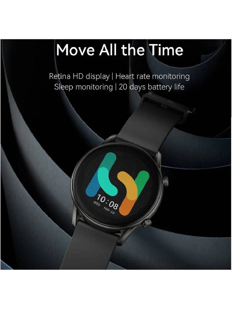 miYou RT2 HD Screen Heart Rate Monitor 12 Sport Models IP68 Waterproof Bluetooth Calling Smartwatch Black  - Image 2