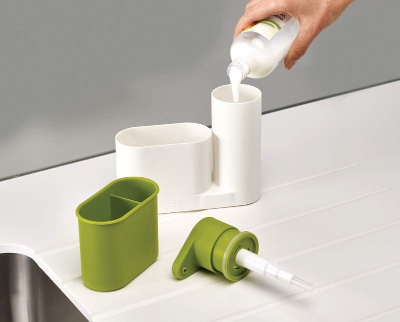 Home White & Green Sink Organizer Plastic Kitchen Caddy for Sponge, Scrubber & Dishwashing Accessories - Image 2