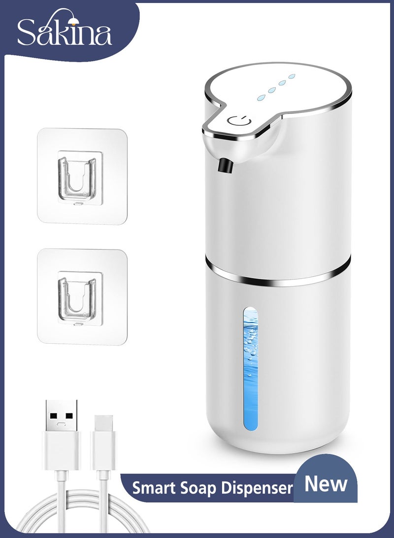 سكينة موزع صابون أوتوماتيكي، موزع صابون رغوي بدون استخدام اليدين، 4 تروس رغوية قابلة للتعديل، موزع صابون بدون لمس 350 مل للحمام والمطبخ - Image 1