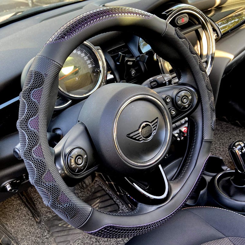 PINCTROT Steering Wheel Cover Great Grip with 3D Honeycomb AntiSlip Design Universal 14515 Inch Purple