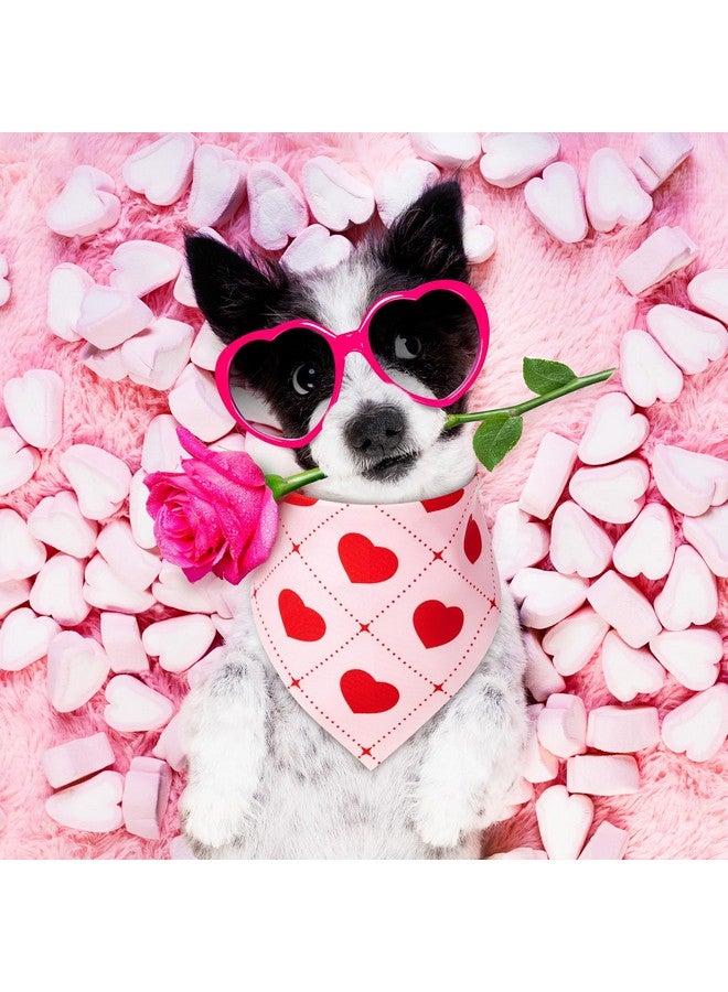 Jeere 50 Pieces Mother's Day Dog Bandanas Bulk Pet Day Gift Pink Romantic Heart Bandanas for Dogs Triangle Kerchief Scarf Bibs for Pets Cats Party Costume Accessories (31.5 x 21.7 x 21.7) - Image 2