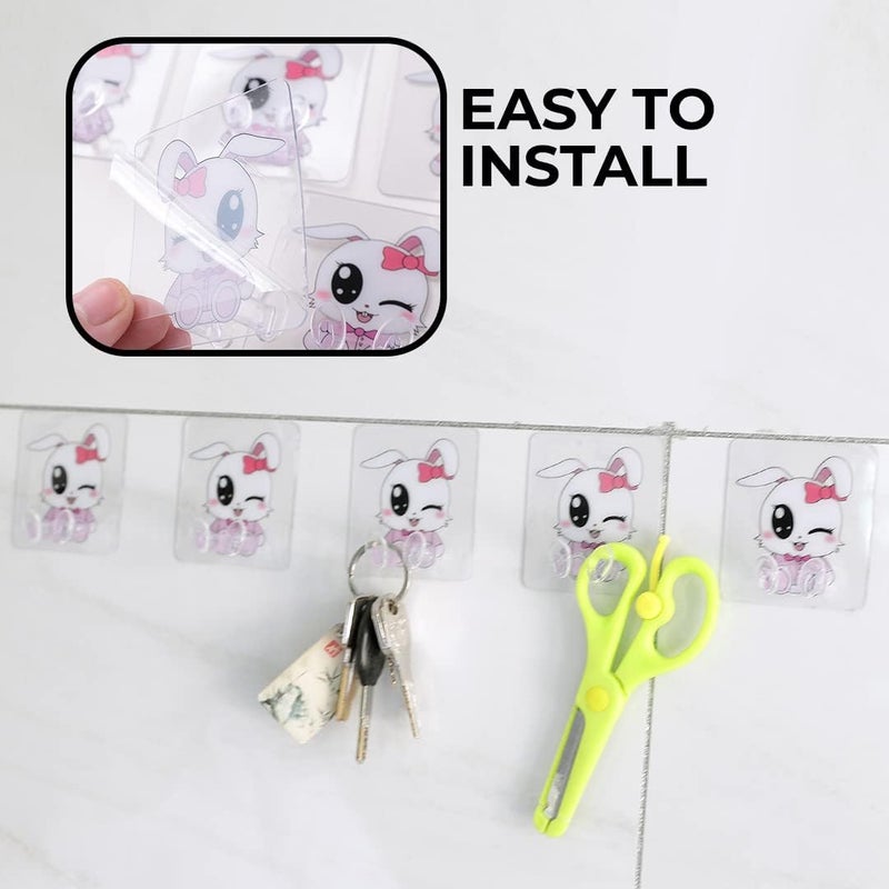 Kuber Industries Hooks For Wall|Durable & Rust-Proof|Self Adhesive Hook|Multipurpose Hooks for Bathroom, Kitchen|Pack of 5|Transparent - Image 4