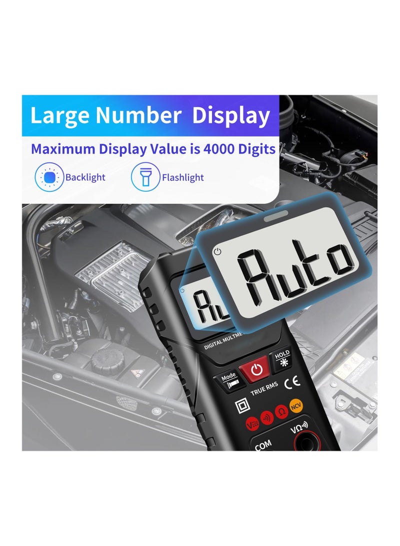 Digital Multimeter, 4000 Counts, Smart Measurement, Auto-Ranging Voltmeter, Voltage Tester with Non-Contact Voltage Function, Measures AC/DC Voltage, Resistance, Continuity for Car Home Appliances - Image 4