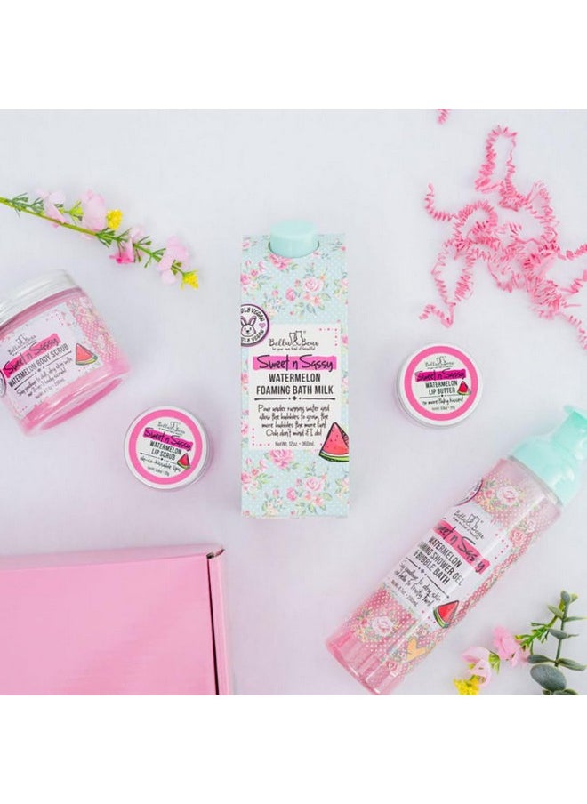 Bella and Bear Bella & Bear Sweet 'n' Sassy Watermelon Mega Bath & Body Gift Set with Foaming Shower Gel & Bubble Bath, Bath Milk, Body Scrub & Lip Scrub and Lip Butter  - Image 2