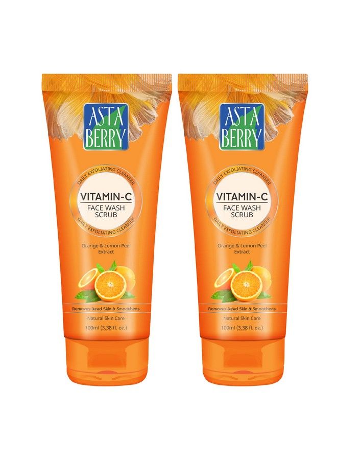 Astaberry Vitamin C Face Wash Scrub For Glowing Skin With Vitamin C; Neem & Orange Peel Extract; Skin Illumination & Exfoliating (Pack Of 2 (100Ml X 2)) - Image 1