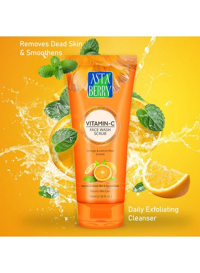 Astaberry Vitamin C Face Wash Scrub For Glowing Skin With Vitamin C; Neem & Orange Peel Extract; Skin Illumination & Exfoliating (Pack Of 2 (100Ml X 2)) - Image 3