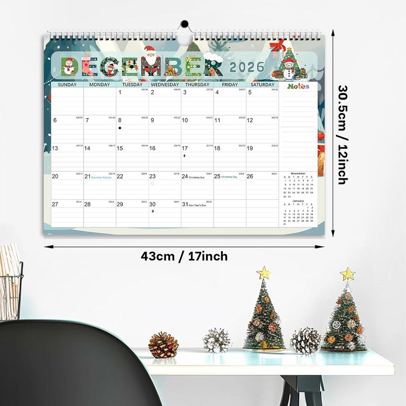 Aeccn Calendar 2025-2026, Anti Ink Bleed, Durable Thick Paper, Large Ruled Blocks, Wall Calendar 2025-2026 with Stickers, 17" x 12" Large Seasonal Calendars for Home, Office, Teacher Supplies- Colorful - Image 3