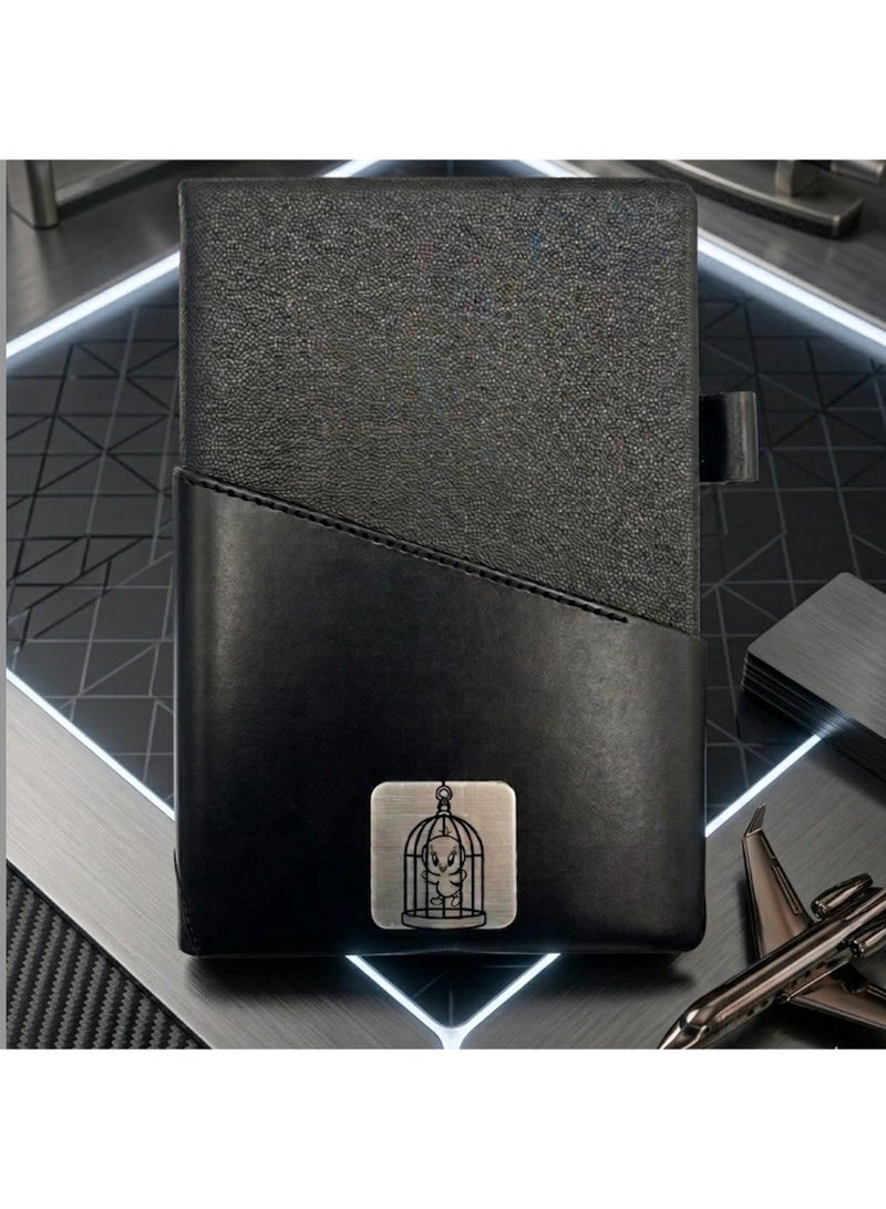 Black Leather Notebook with Tweety Bird Design – Premium A5 Journal for Daily Writing & Office Use - Image 2