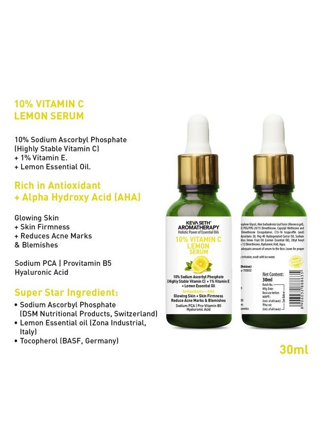 Keya Seth Aromatherapy Keya Seth Aromatherapy 10% Vitamin C Lemon Serum, Sodium Ascorbyl Phosphate + Vitamin E & Lemon Essential Oil, Antioxidants + Aha, Glowing Skin  - Image 2