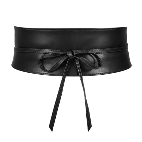 JASGOOD Women Fashion Leather Obi Belt- Plus Size Black Wide Fashion Wrap Waist Belt for Ladies,Black,Fit Waist Size 38-43 Inch - Image 1