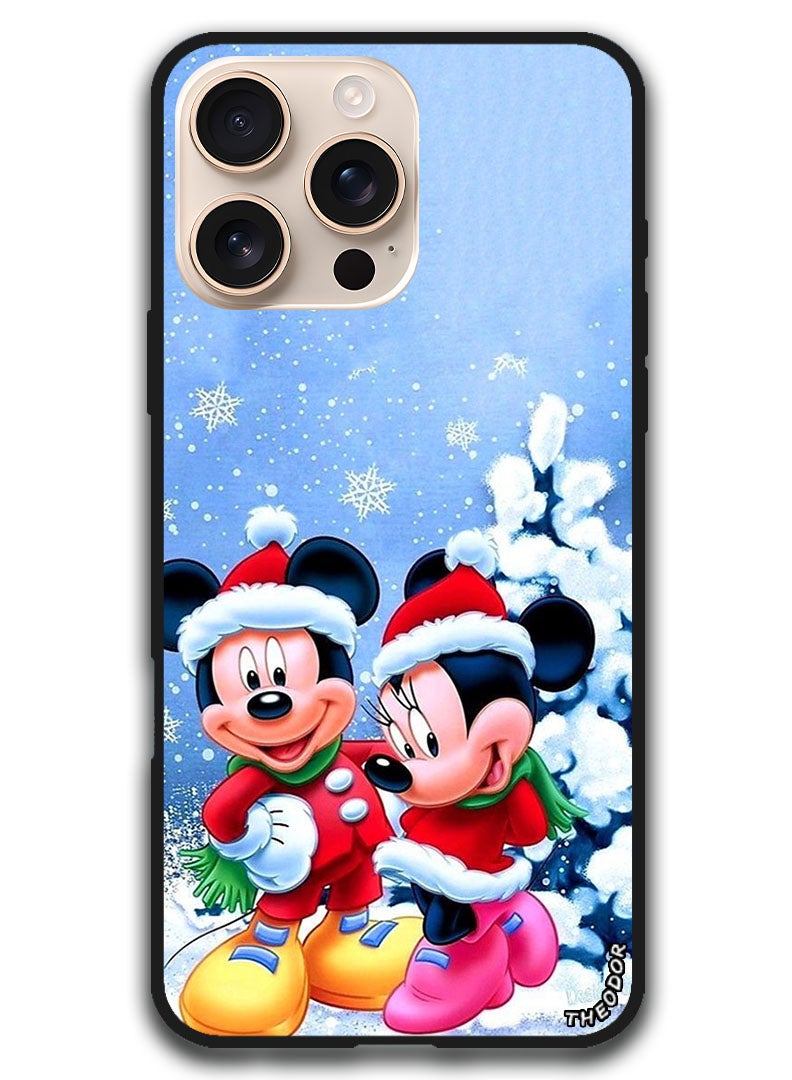 Theodor Protective Case Anti Scratch Shock Proof Bumper Cover For iPhone 16 Pro Max (6.9)-inch Mickey & Minnie Mouse - Image 1