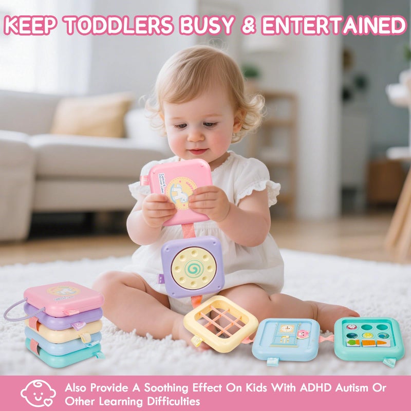 GRESEESM Montessori Toys for 1 Year Old Girls Gifts, Toddler Busy Board, Baby Learning Travel Sensory Toys for Toddlers 1-3, 1st Birthday Gifts, Easter Basket & Stocking Stuffer, Macarons - Image 2