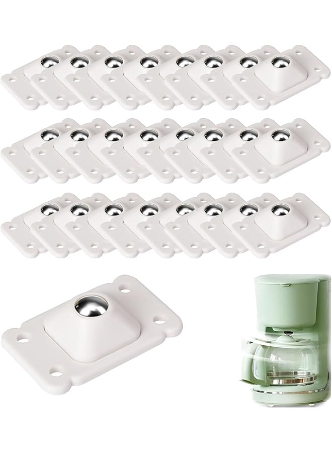 erorex 24 Pcs Mini Self Adhesive Caster Wheels Mini Swivel Wheels 360 Degree Rotation Small Caster Wheels With Stainless Steel Roller Ball Suitable For Box Trash Bin Small Furniture Cabinet - Image 1