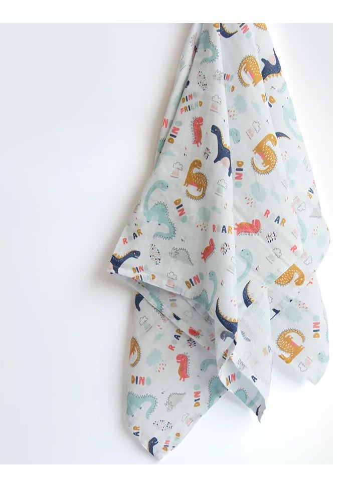 Yellow Doodle Yellow Doodle Organic Luxury Swaddles Set - Dino Friend / Doodle Circles  - Image 1