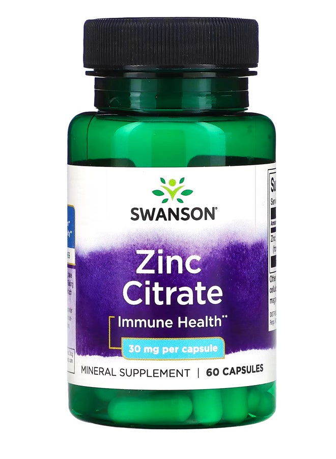 سوانسون سترات الزنك ، 30 ملجم ، 60 كبسولة
