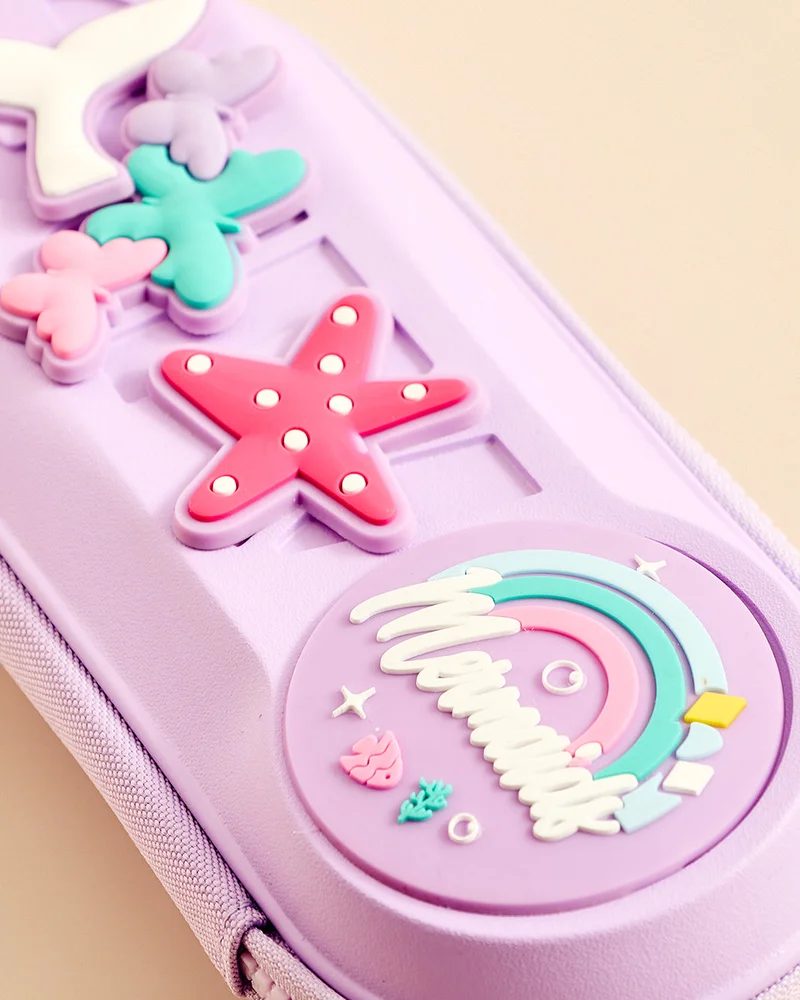 Redtag Purple Silicone Charms Pencil Case