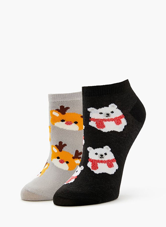 FOREVER 21 Reindeer & Polar Bear Ankle Socks - 2 pack  - Image 4