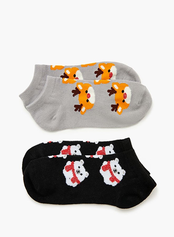 FOREVER 21 Reindeer & Polar Bear Ankle Socks - 2 pack  - Image 2
