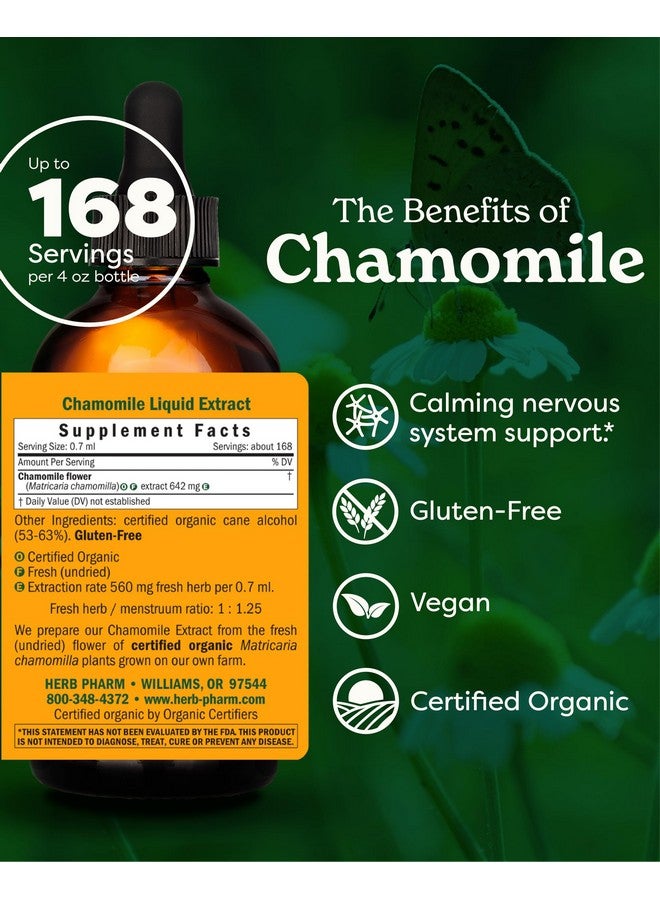 Herb Pharm Certified Organic Chamomile Liquid Extract for Calming Nervous System Support - 4 Ounce - Image 1