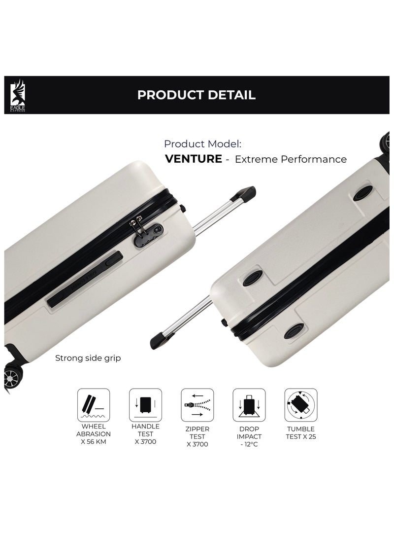 Eagle Express Venture, ABS Hard Trolley Luggage -1 Piece - 24 Inch  – White – ABS Scratch-Resistant Suitcases with 360° Spinner Wheels, 1-Year Warranty & Protective Cover - Image 3