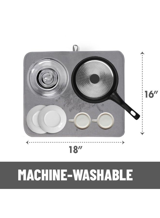 Bellemain XXL Dish Mat Microfiber Dish Drying Mat, Super Absorbent (Grey, 16" x 18") - Image 3