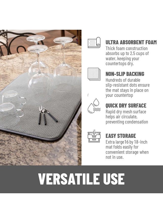 Bellemain XXL Dish Mat Microfiber Dish Drying Mat, Super Absorbent (Grey, 16" x 18") - Image 4